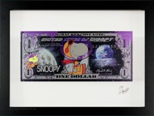 SKYYLOFT Bilder - Space Snoopy - Dollar - Bild mit Museumsglas und Bilderrahmen ...