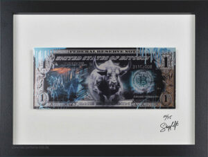 SKYYLOFT - Bitcoin 3.0 Dollar - Bild mit Museumsglas und Bilderrahmen