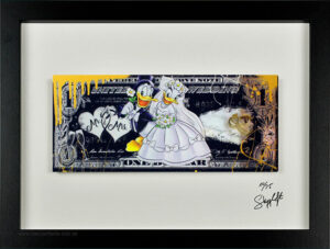 SKYYLOFT - Donald & Daisy - Wedding Dollar - Bild mit Museumsglas und Bilderrahm...
