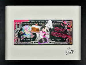 SKYYLOFT - Happy Birthday - Minnie Maus Dollar - Bild mit Museumsglas und Bilder...
