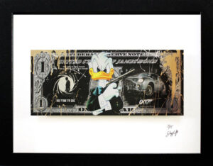 SKYYLOFT - James Bond Dollar - Bild mit Museumsglas und Bilderrahmen