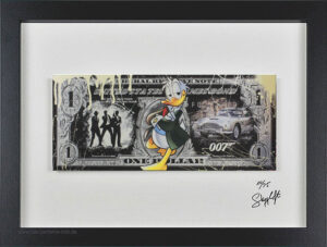 SKYYLOFT - James Bond II Dollar - Bild mit Museumsglas und Bilderrahmen