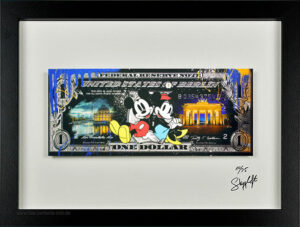 SKYYLOFT - Micky & Minnie - Berlin Dollar - Bild mit Museumsglas und Bilderrahme...