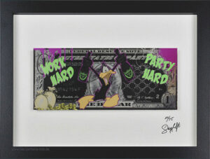 SKYYLOFT - Work hard Party hard Dollar - Bild mit Museumsglas und Bilderrahmen