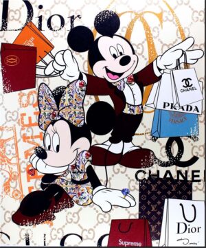Sergi Miró - LUXURY MINNIE & MICKEY - original Mischtechnik auf Leinwand - Unika...