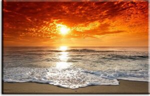 Sonnenuntergang am Meer stimmungsvolles Meeresbild-90 x 140 cm