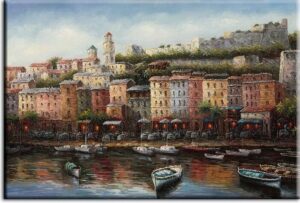 Stimmungsvolles Leinwandbild - Mediterraner Hafen-30 x 50 cm