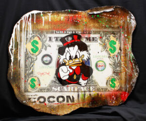 Tanja Kiesewalter - SCARFACE DAGOBERT - Unikat Collage auf Alu-Dibond