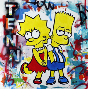 ULLDEVIDRE - LISA & BART SIMPSON - original Gemälde auf Leinwand