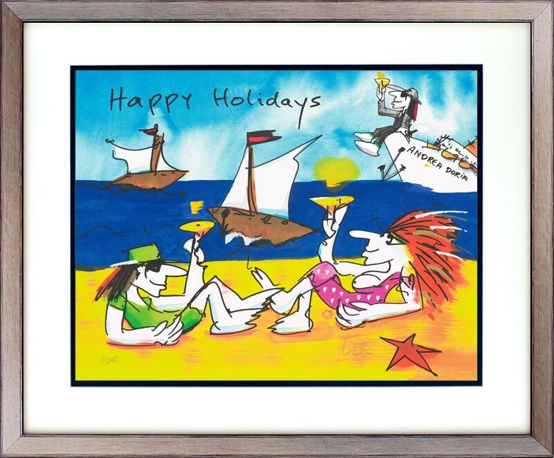Udo Lindenberg Bilder - HAPPY HOLIDAYS - Original Grafik handsigniert