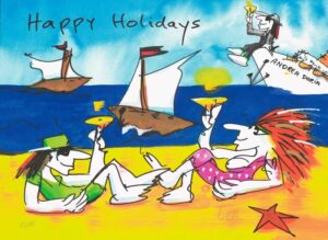 Udo Lindenberg Bilder - HAPPY HOLIDAYS - Original Grafik handsigniert