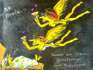 Udo Lindenberg Bilder - NO PANIC - SCHUTZENGEL - Original Grafik handsigniert