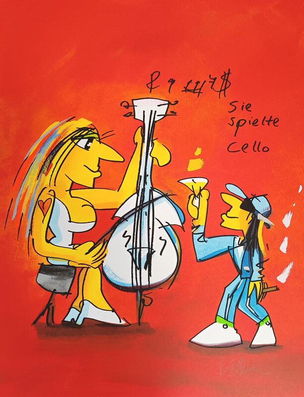 Udo Lindenberg Bilder - SIE SPIELTE CELLO - Edition 2023 - Original Grafik hands...