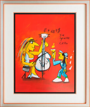 Udo Lindenberg Bilder - SIE SPIELTE CELLO - Edition 2023 - Original Grafik hands...