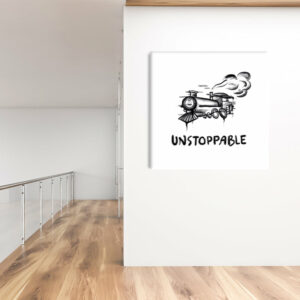 Unstoppable Icon weiß 100 x 100 cm