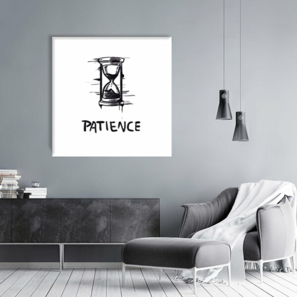 Geduld Icon Englisch weiß