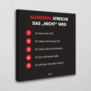Ausreden: Streiche das "nicht" weg 100 x 100 cm 4 cm