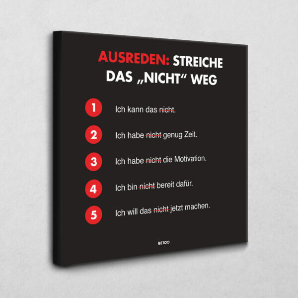 Ausreden: Streiche das "nicht" weg 100 x 100 cm 4 cm