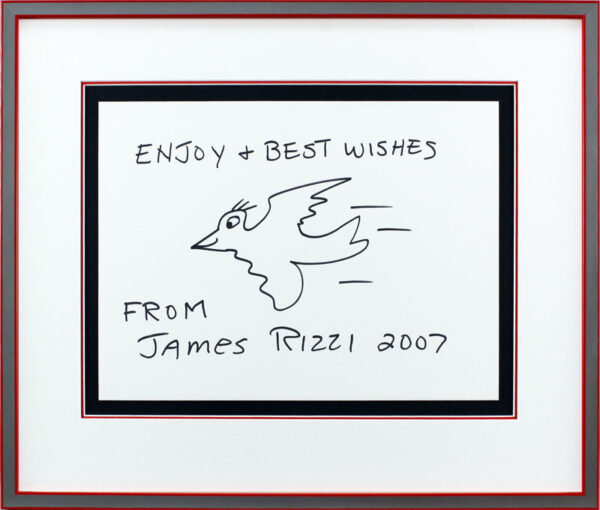 James Rizzi - RIZZI BIRD - original Autogramm mit Zeichnung - UNIKAT