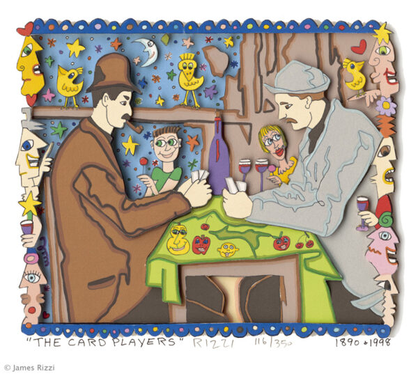 James Rizzi - THE CARD PLAYERS - Original 3D Bild handsigniert
