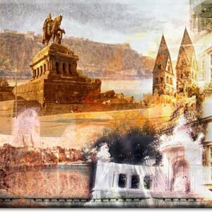 Koblenz-Collage Sepia als Leinwandbild-60 x 90 cm