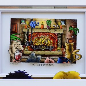 Branko - AT THE FIREPLACE - Original 3D Bild handsigniert