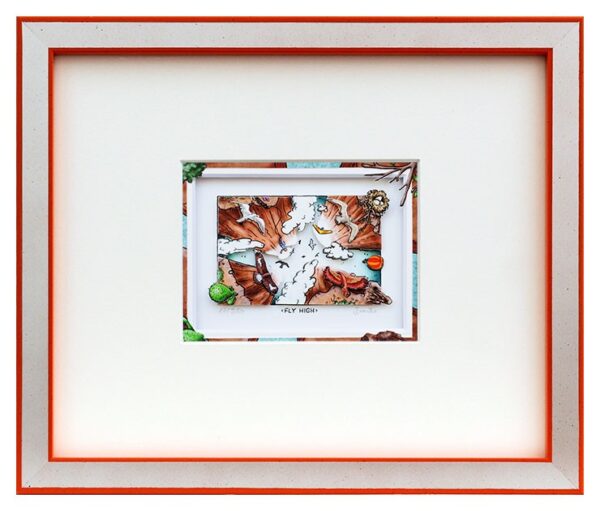 Branko - FLY HIGH - Original 3D Bild handsigniert-silber-orange
