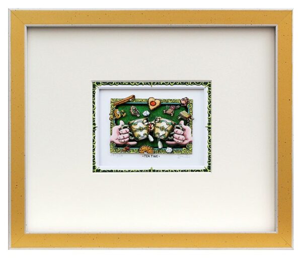 Branko - TEA TIME - Original 3D Bild handsigniert-gold-silber