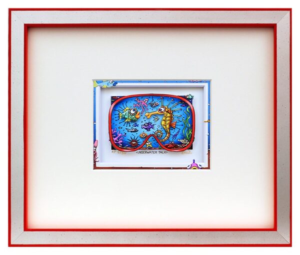Branko - UNDERWATER TALK - Original 3D Bild handsigniert-Silber-rot