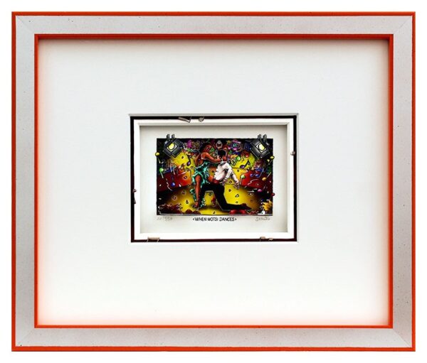 Branko - WHEN MOTSI DANCES - Original 3D Bild handsigniert-silber-orange