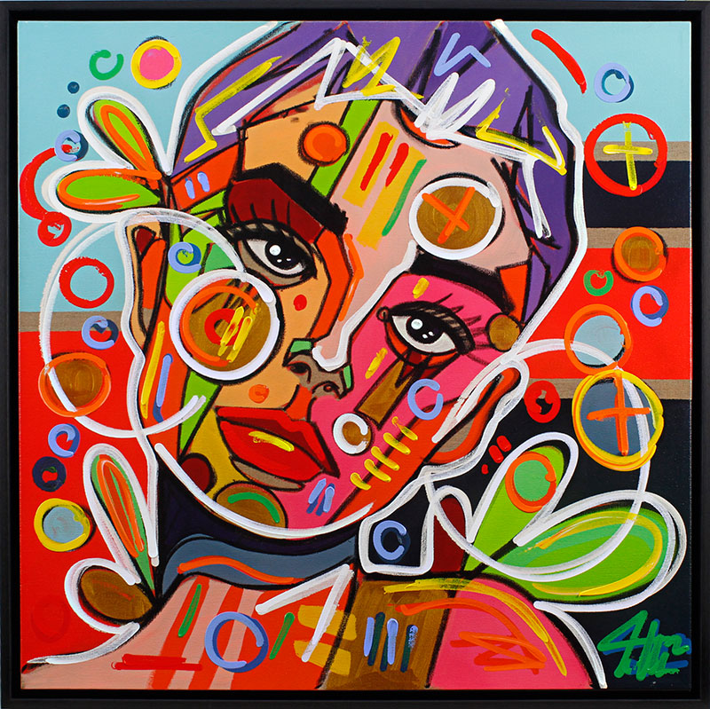 David Tollmann - BEACH GIRL - original handbemalter PIGMENTDRUCK auf Leinwand mi...