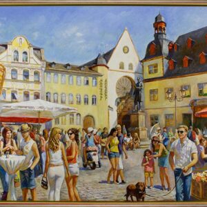 Diego Santos original Gemälde - KOBLENZ - JESUITENPLATZ - handgemalt