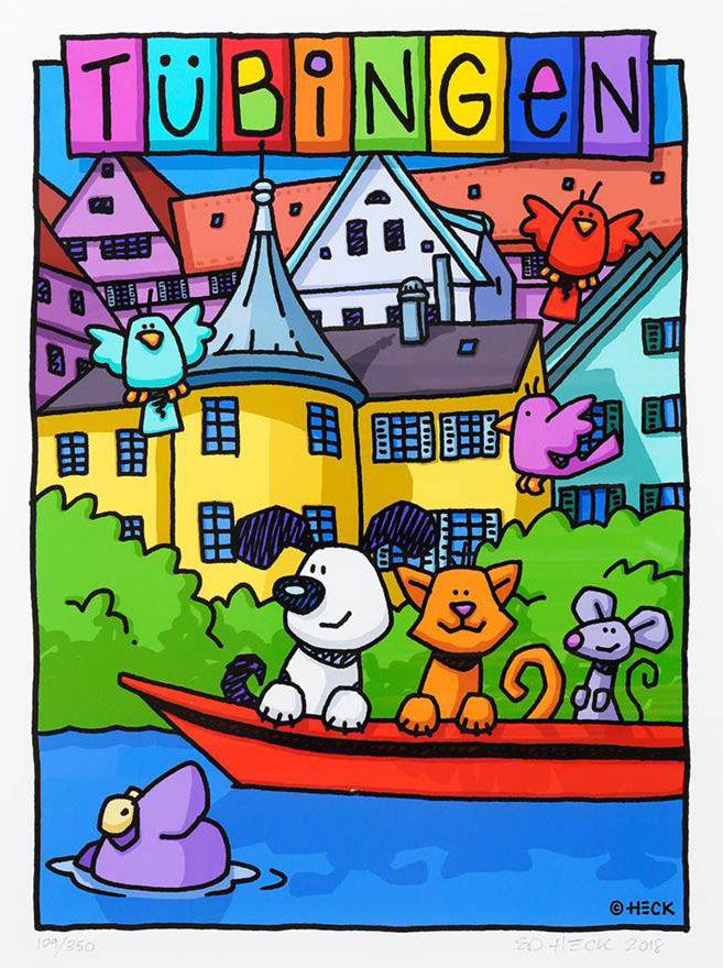 Ed Heck - TÜBINGEN - original PIGMENTGRAFIK