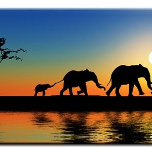 Modernes Leinwandbild - Elephant Walk-70 x 140 cm