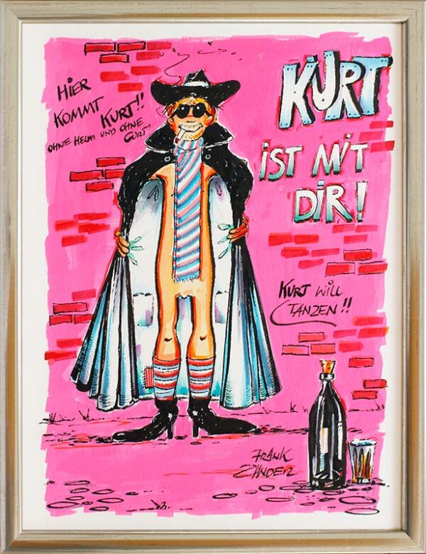 Frank Zander - KURT IST MIT DIR - HIER KOMMT KURT - Handgemaltes Original Aquare...