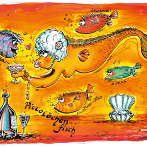 Frank Zander PICCOLÖCHEN-FISCH - original Grafik handsigniert
