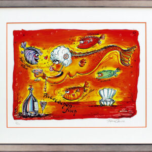 Frank Zander PICCOLÖCHEN-FISCH - original Grafik handsigniert