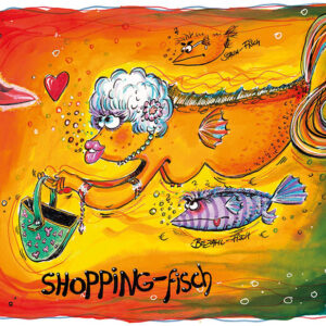 Frank Zander SHOPPING-FISCH - original Grafik handsigniert