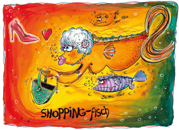 Frank Zander SHOPPING-FISCH - original Grafik handsigniert