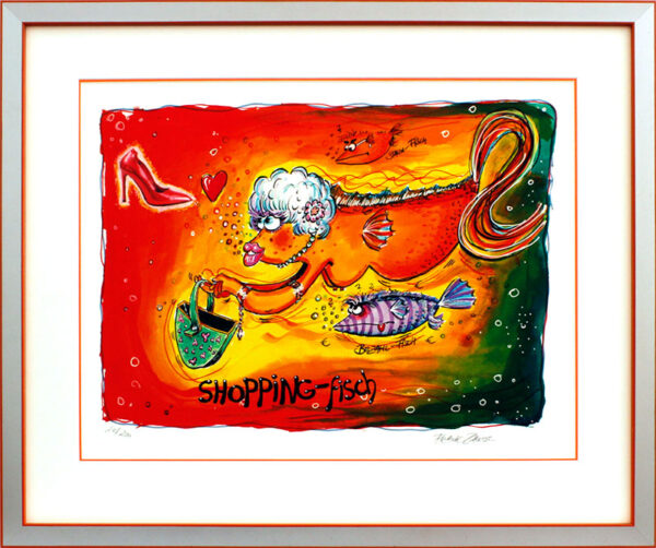 Frank Zander SHOPPING-FISCH - original Grafik handsigniert