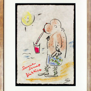 Helge Schneider - SOMMER SONNE KAKTUS 3 original Kohlezeichnung auf Büttenpapier