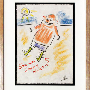 Helge Schneider - SOMMER SONNE KAKTUS 4 original Kohlezeichnung auf Büttenpapier