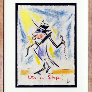 Helge Schneider - UDO ON STAGE - UDO LINDENBERG original Kohlezeichnung auf Bütt...