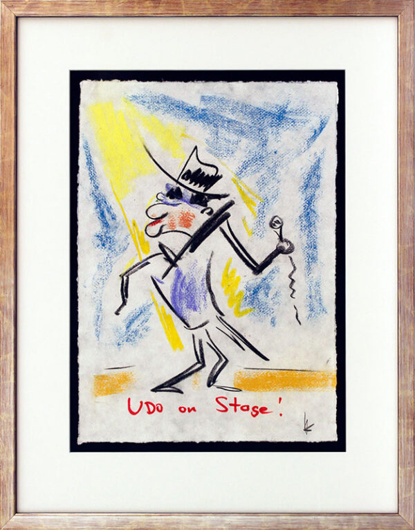 Helge Schneider - UDO ON STAGE - UDO LINDENBERG original Kohlezeichnung auf Bütt...