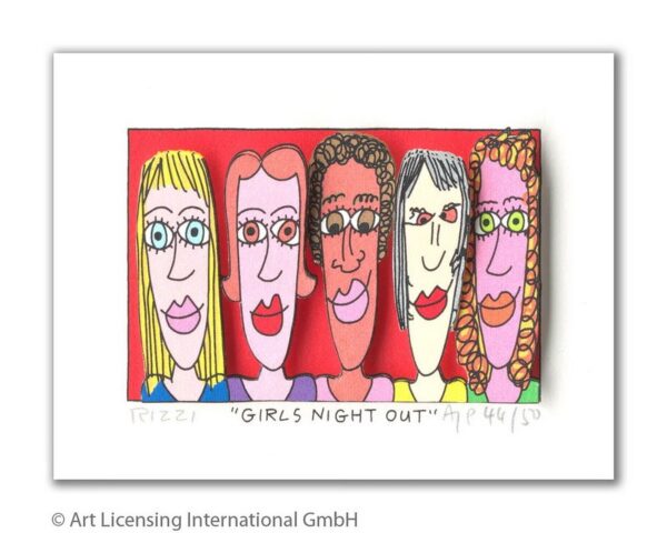 James Rizzi - Girls night out - Original 3D Bild drucksigniert - ohne Rahmen PP-...