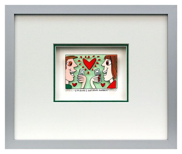 James Rizzi - I'M GLAD I GOT YOUR NUMBER - Original 3D Bild drucksigniert-alurah...