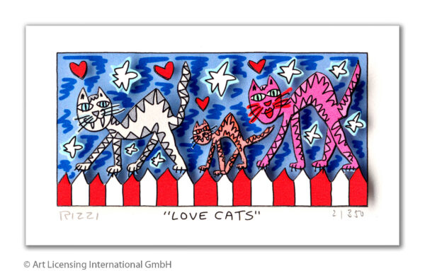 James Rizzi - LOVE CATS - Original 3D Bild drucksigniert - ohne Rahmen PP-Normal...