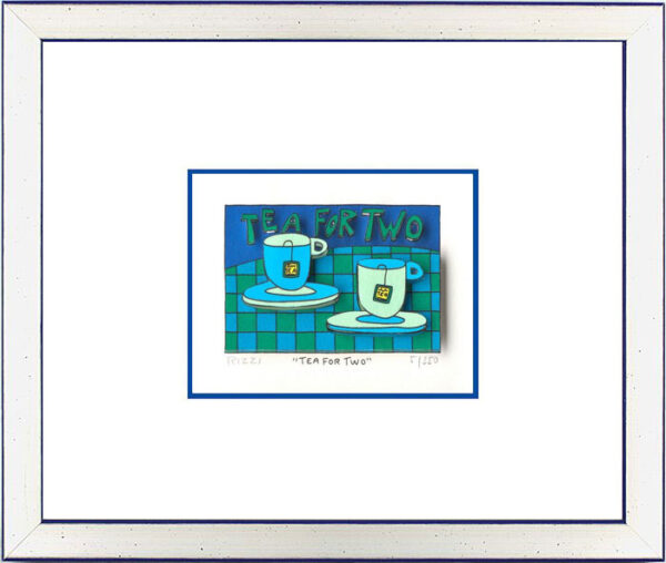 James Rizzi - Tea for two - Original 3D Bild drucksigniert-Silber-hellblau-Norma...