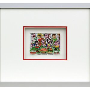 James Rizzi - Thanksgiving Dinner - Original 3D Bild drucksigniert-alurahmen-Nor...