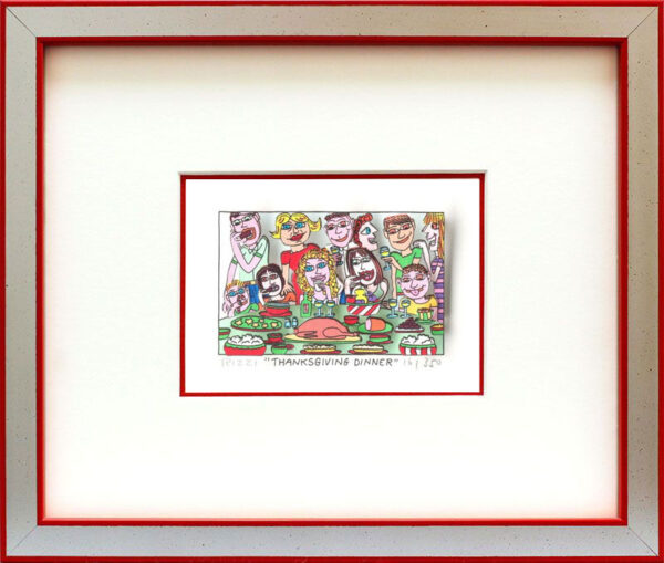 James Rizzi - Thanksgiving Dinner - Original 3D Bild drucksigniert-Silber-rot-No...